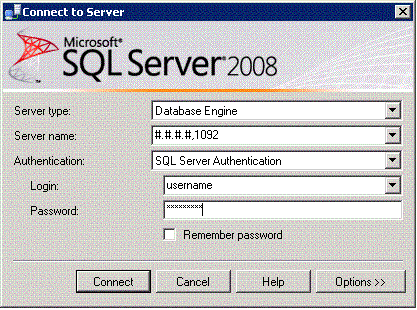 Access SQL Server 2005 or 2008 Database via Microsoft SQL Server Management Studio