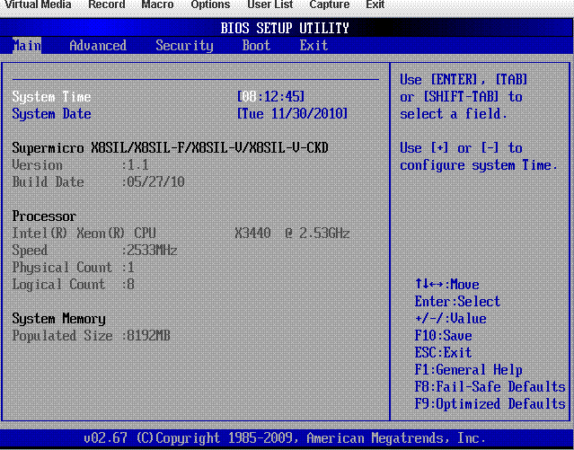 You can go into the BISO setting panel